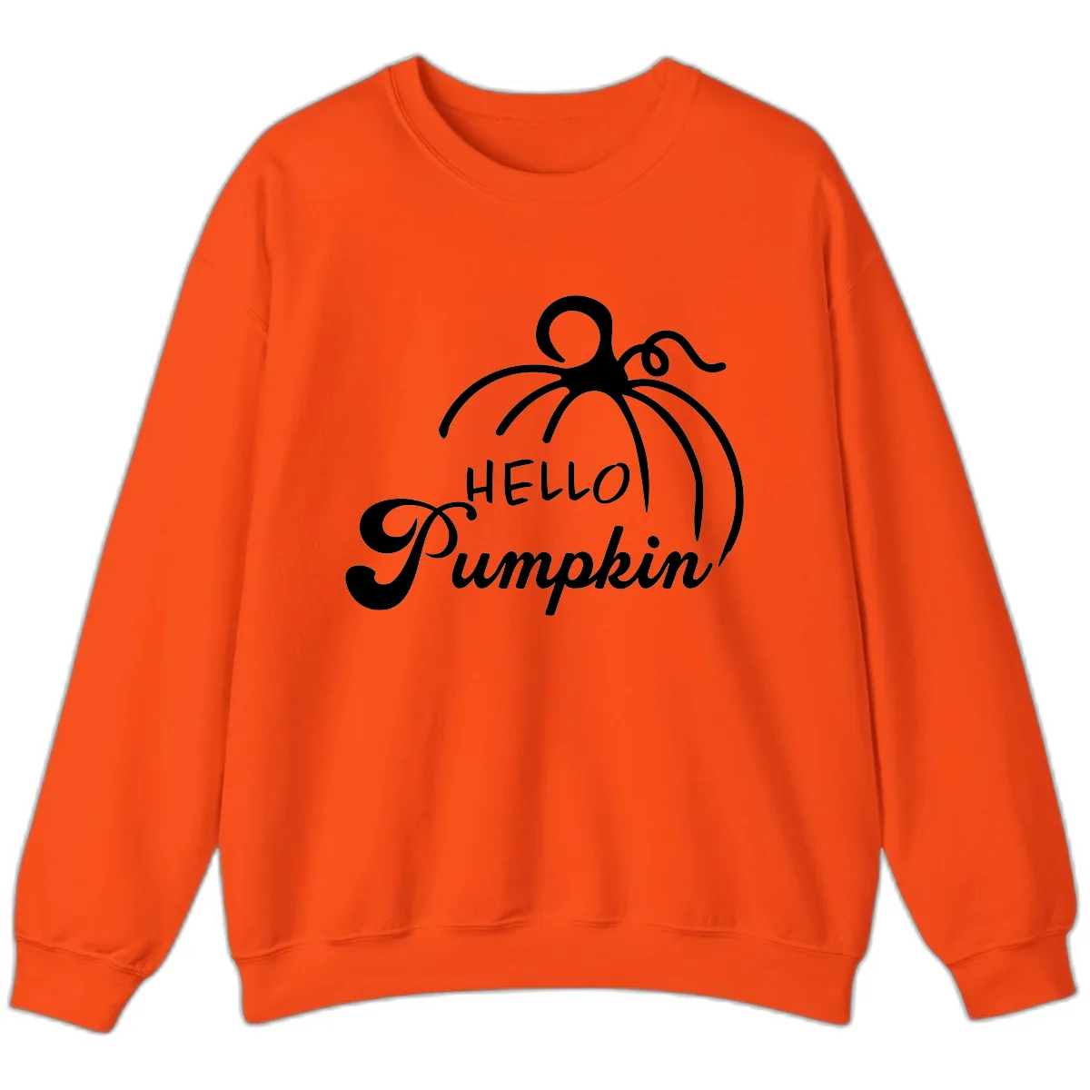 Hello Pumpkin Fall Greeting Sweatshirt in Orange