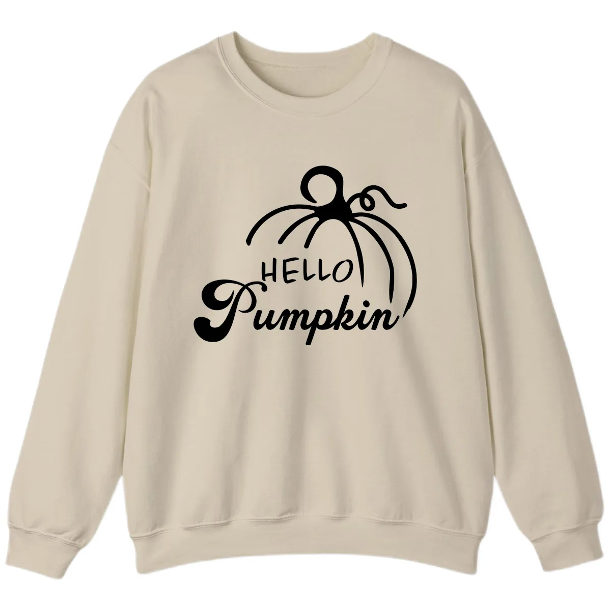 Hello Pumpkin Fall Greeting Sweatshirt in Sand