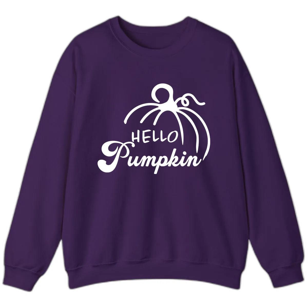 Hello Pumpkin Fall Greeting Sweatshirt in Purple