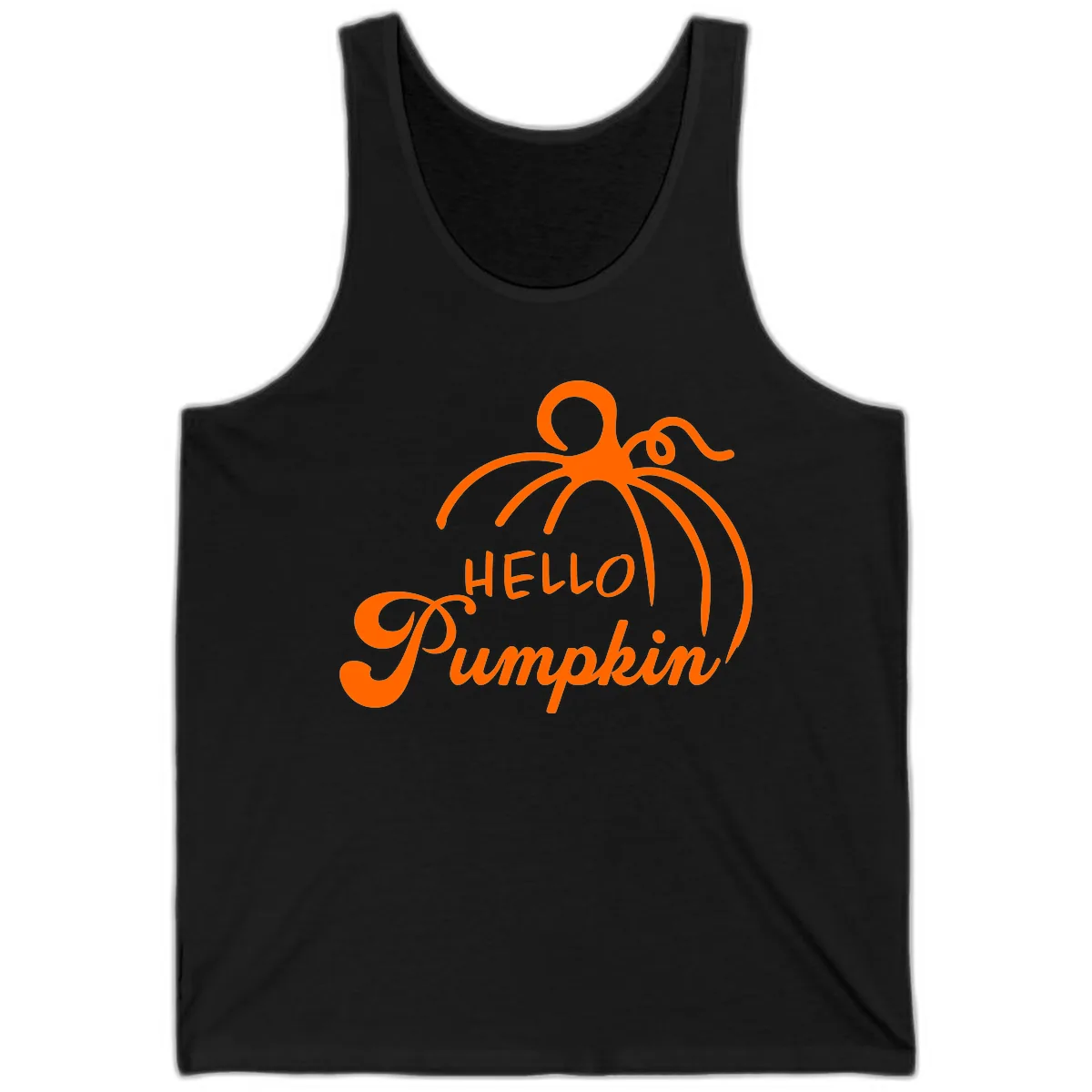 Hello Pumpkin Fall Greeting Tank in Black