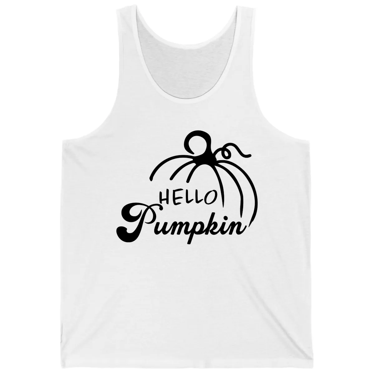 Hello Pumpkin Fall Greeting Tank in White