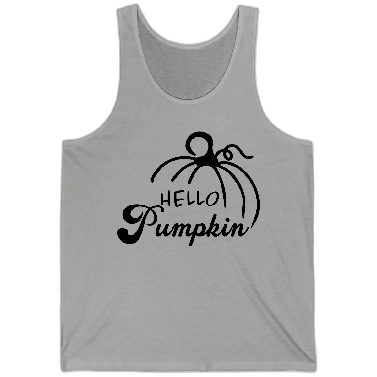 Hello Pumpkin Fall Greeting Tank in Athletic Heather