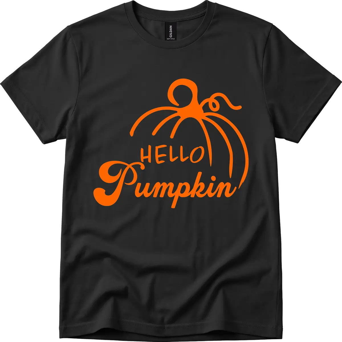 Hello Pumpkin Fall Greeting T-Shirt in Black