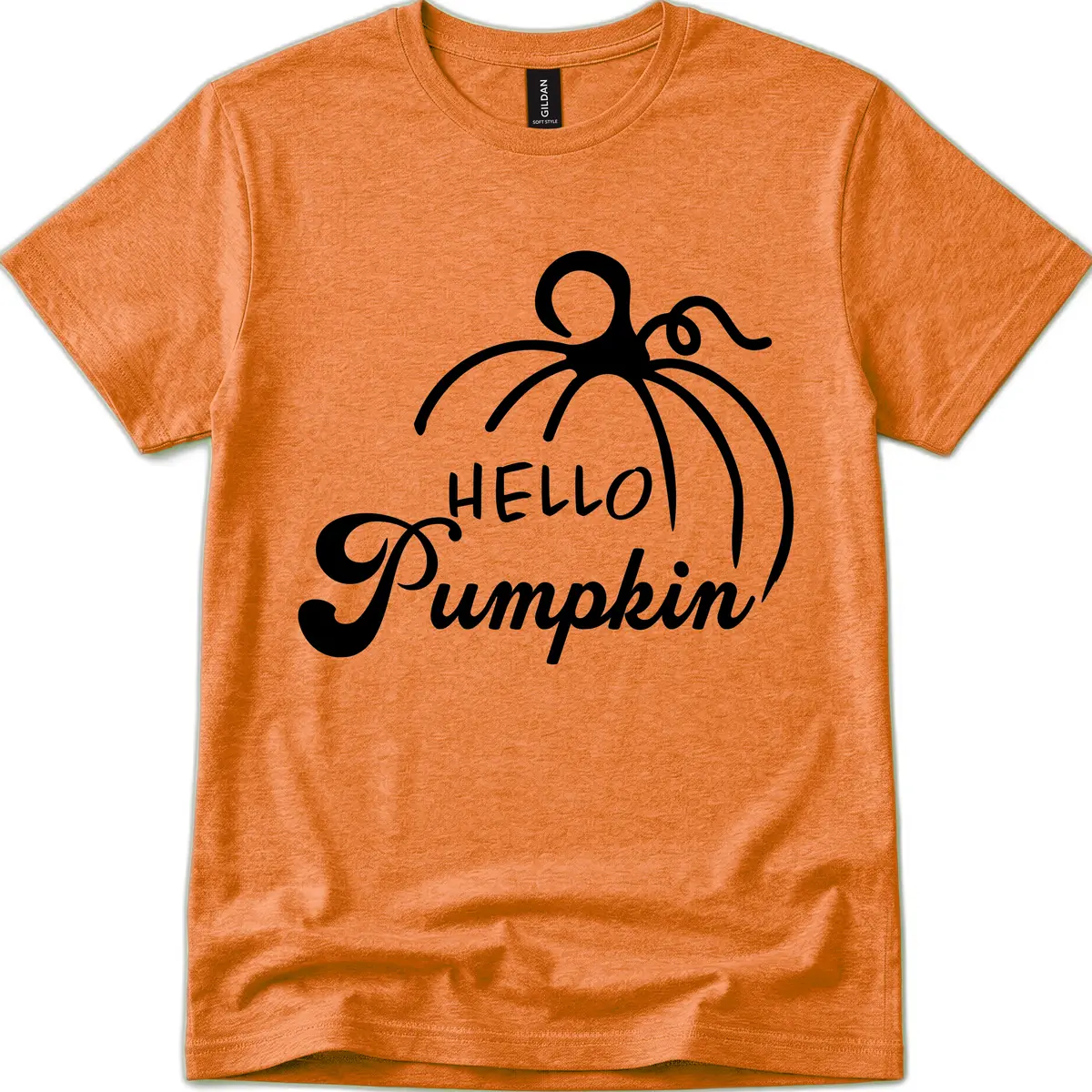 Hello Pumpkin Fall Greeting T-Shirt in Heather Orange