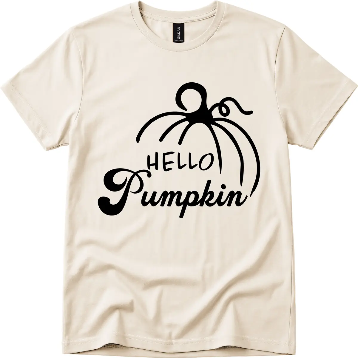 Hello Pumpkin Fall Greeting T-Shirt in Natural