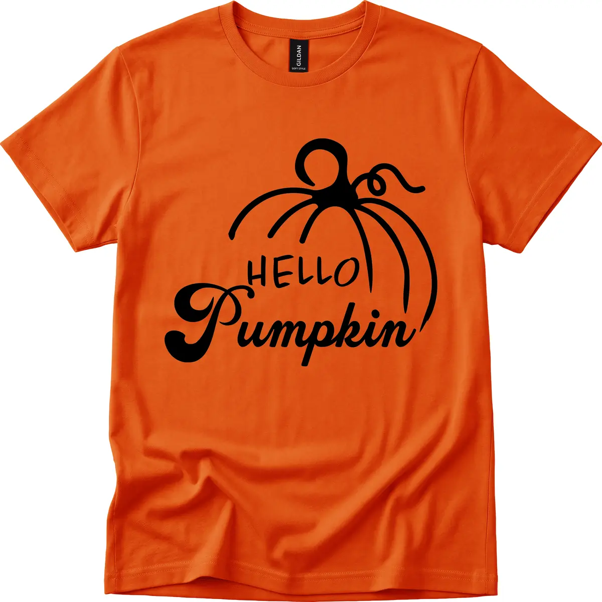 Hello Pumpkin Fall Greeting T-Shirt in Orange