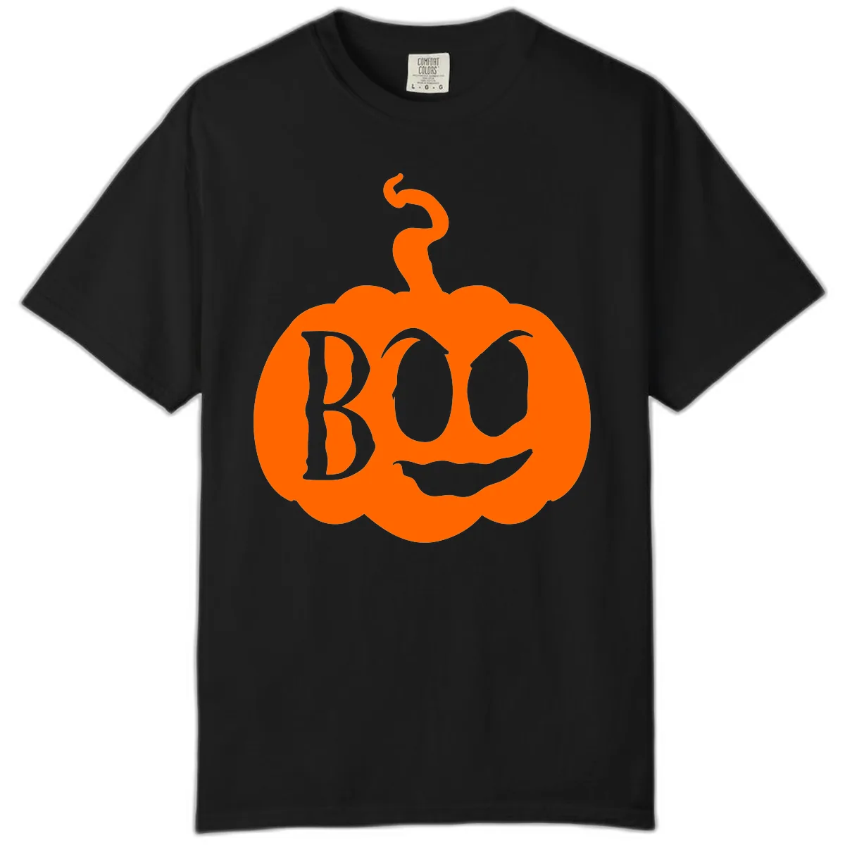 Spooky Boo Pumpkin Face Comfort Color in Black