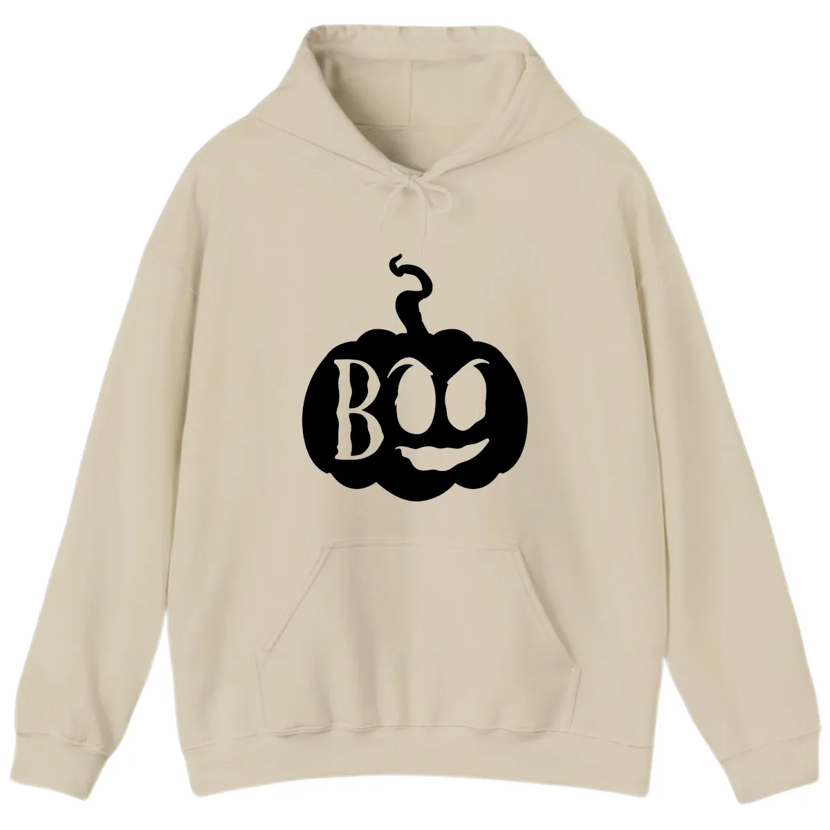 Spooky Boo Pumpkin Face Hoodie in Sand