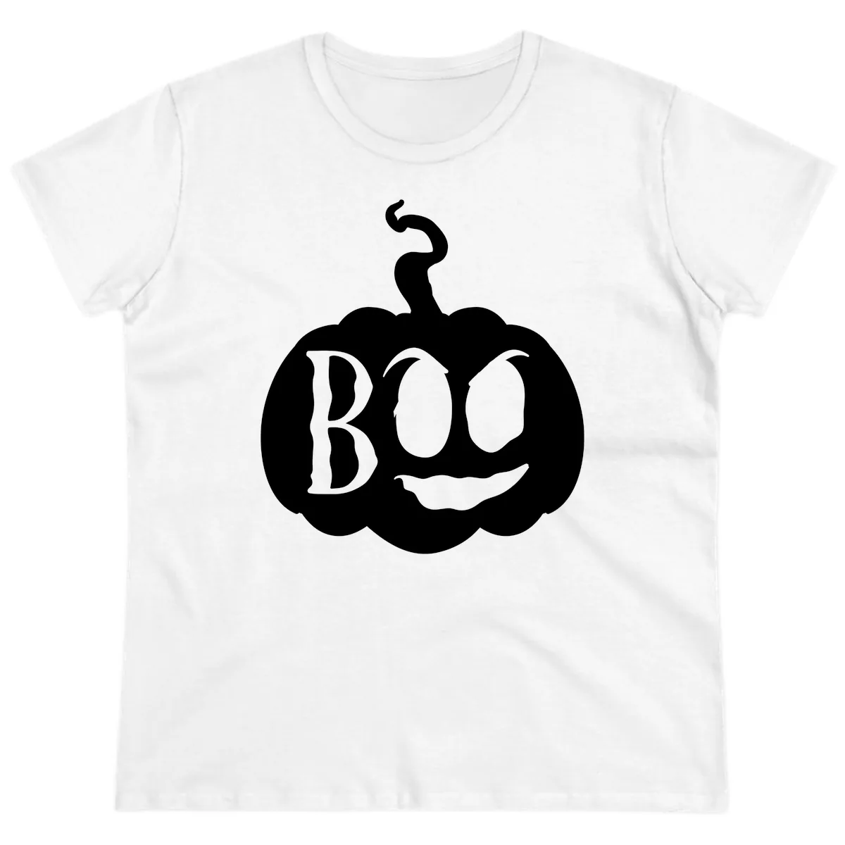 Spooky Boo Pumpkin Face Ladies Tee in White