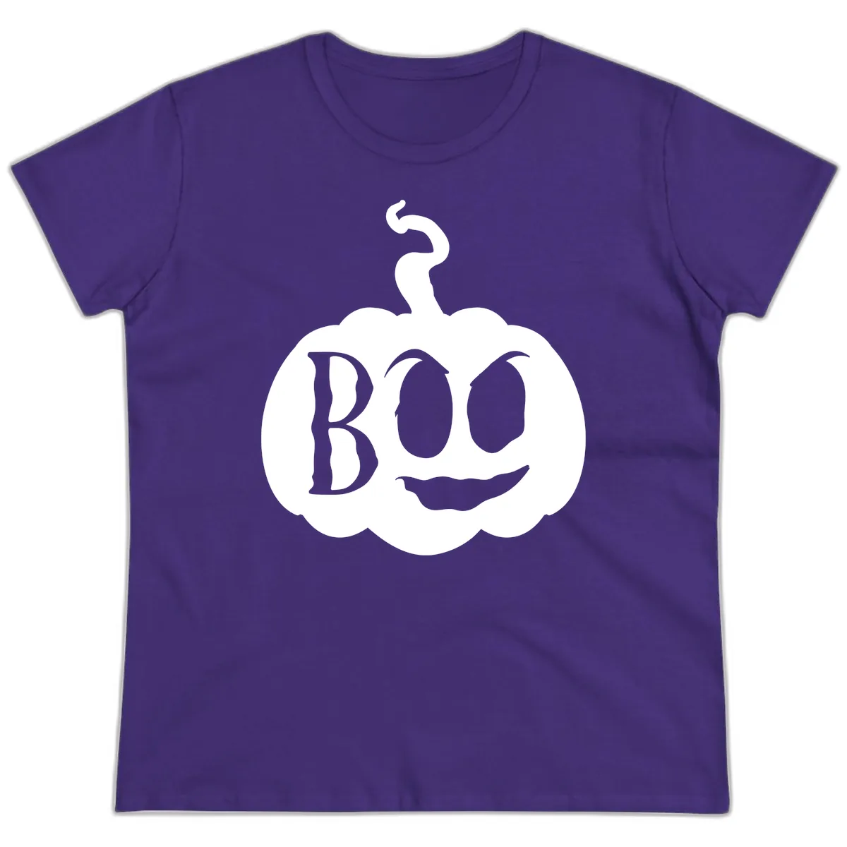 Spooky Boo Pumpkin Face Ladies Tee in Purple
