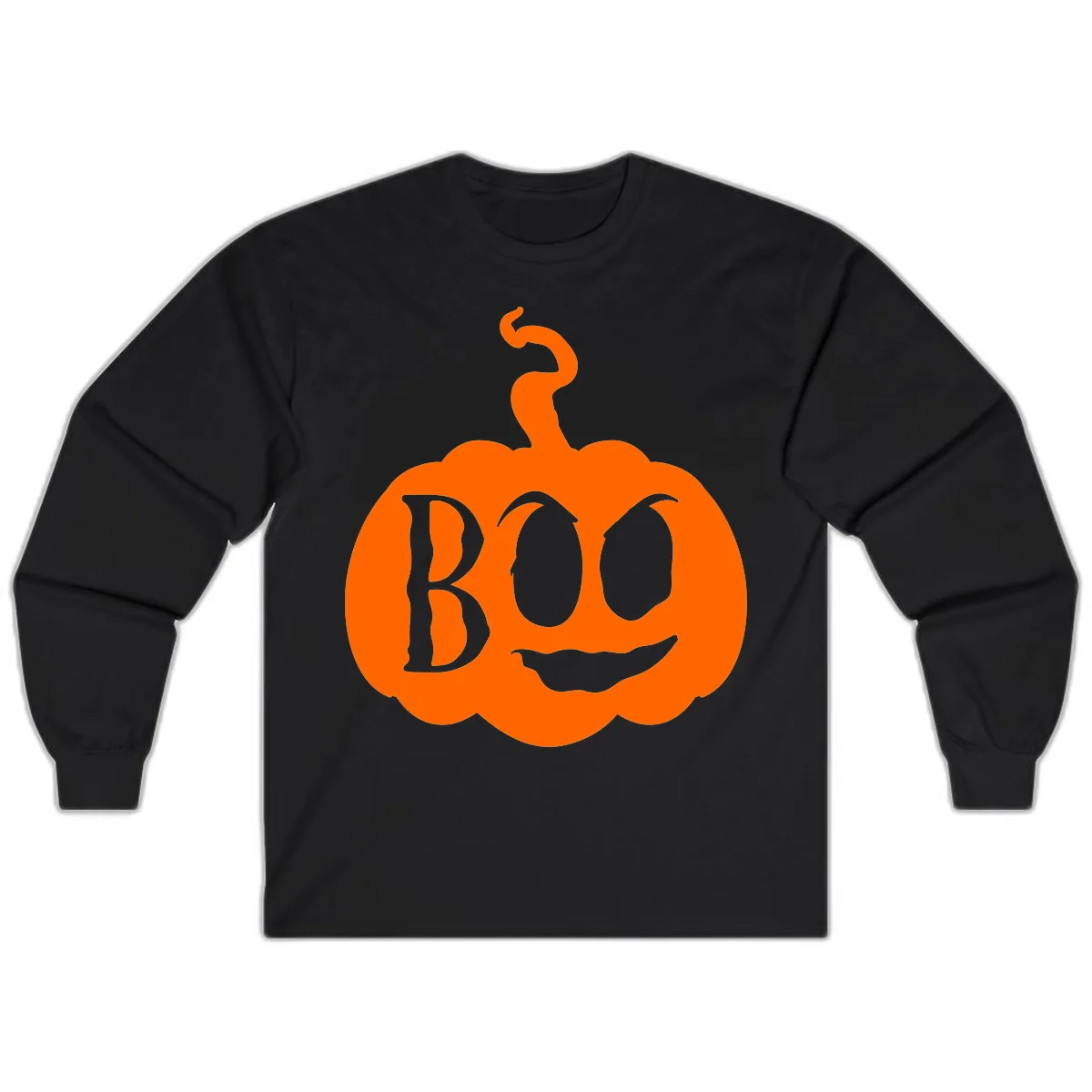 Spooky Boo Pumpkin Face Long Sleeve in Black