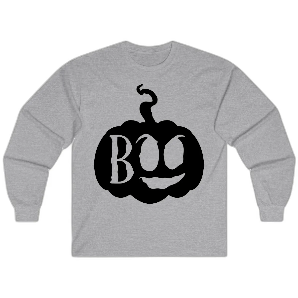 Spooky Boo Pumpkin Face Long Sleeve in Sport Grey