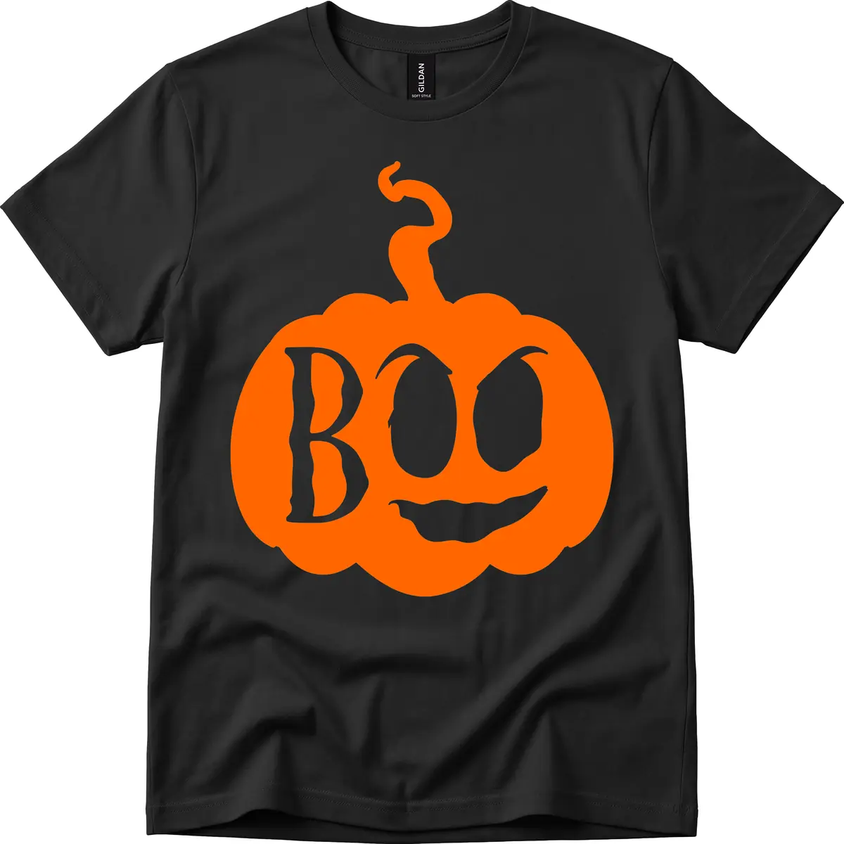 Spooky Boo Pumpkin Face T-Shirt in Black