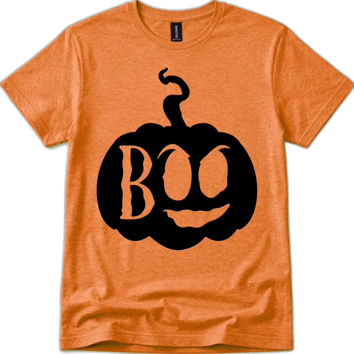 Spooky Boo Pumpkin Face T-Shirt in Heather Orange