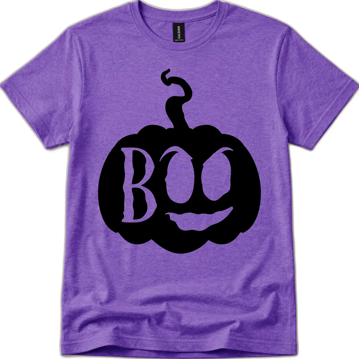 Spooky Boo Pumpkin Face T-Shirt in Heather Purple
