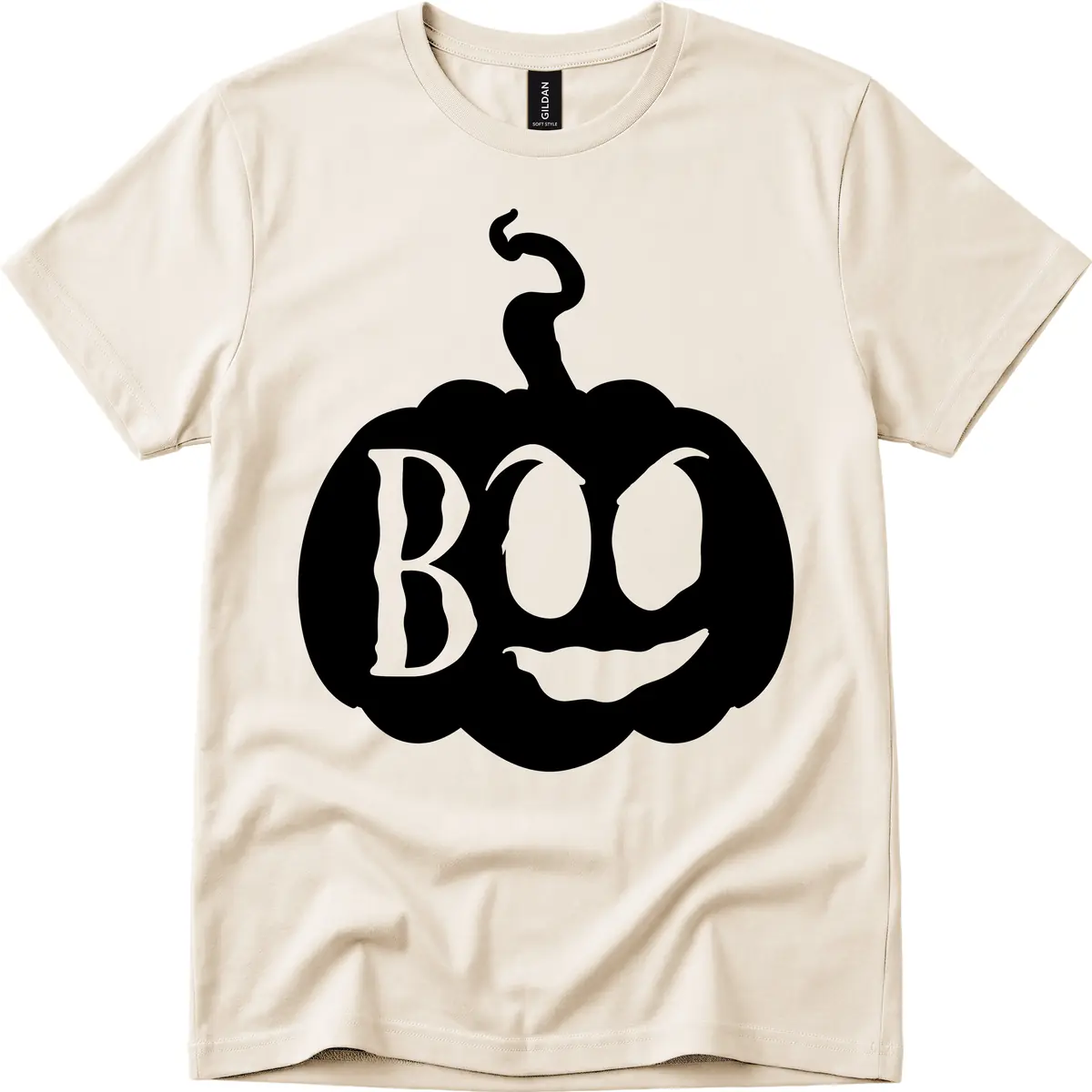 Spooky Boo Pumpkin Face T-Shirt in Natural