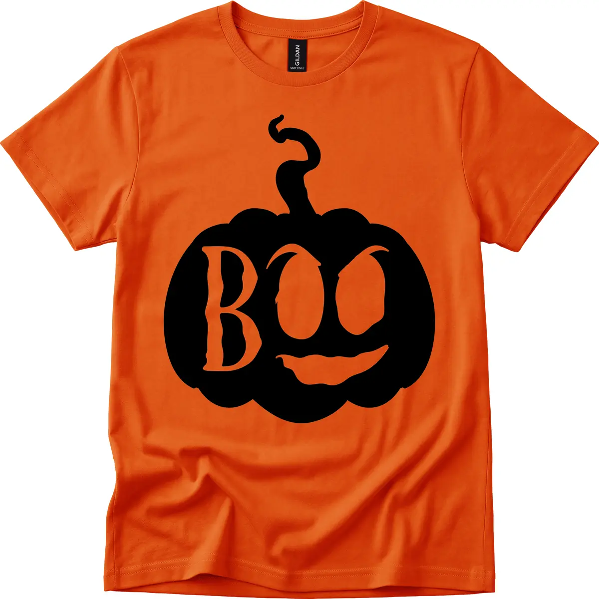 Spooky Boo Pumpkin Face T-Shirt in Orange