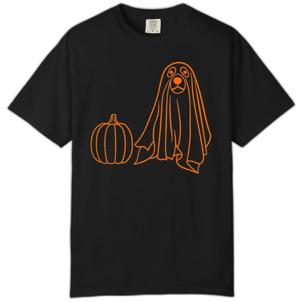 Dog Ghost And Pumpkin Halloween Comfort Color in Black