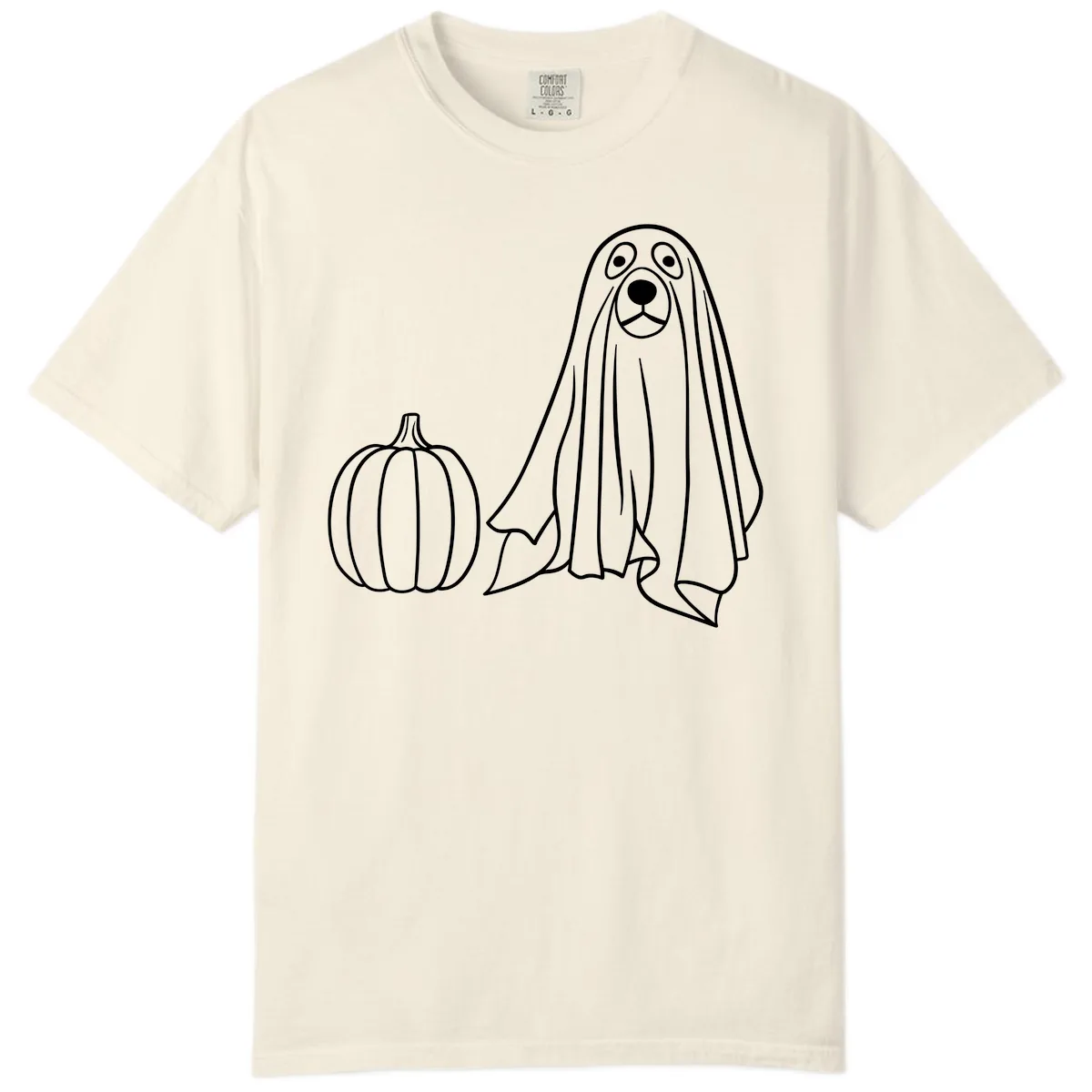Dog Ghost And Pumpkin Halloween Comfort Color in Ivory
