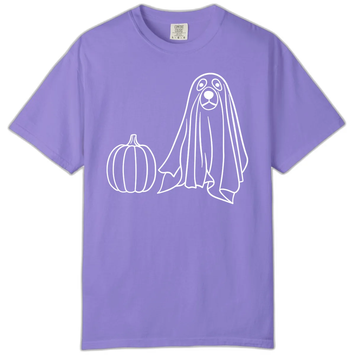 Dog Ghost And Pumpkin Halloween Comfort Color in Violet