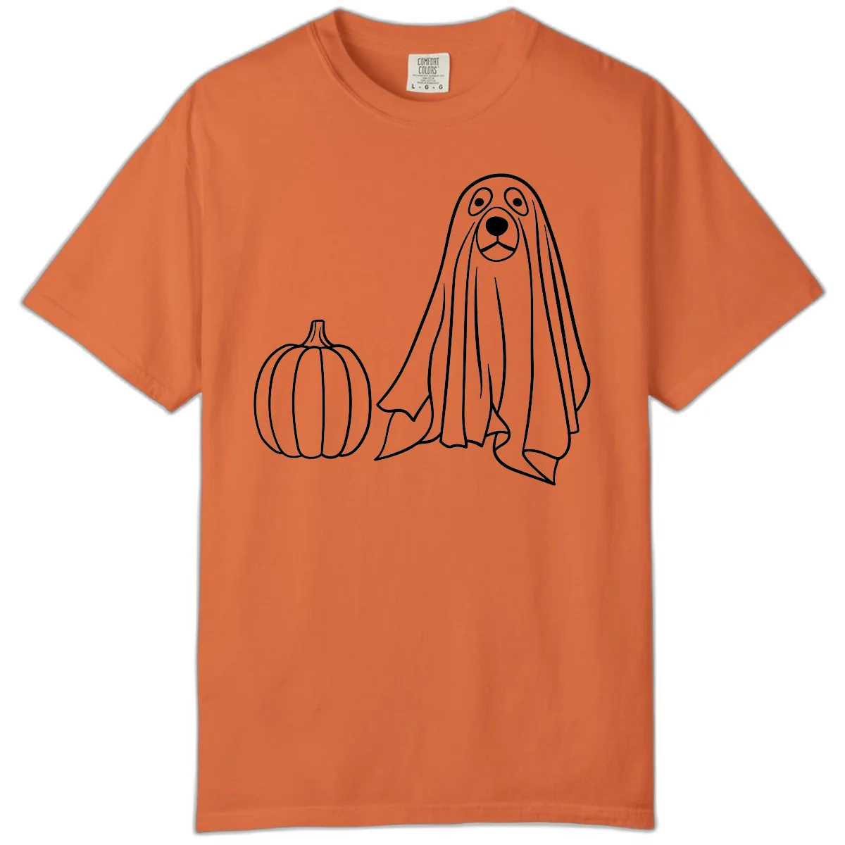 Dog Ghost And Pumpkin Halloween Comfort Color in Burnt Orange