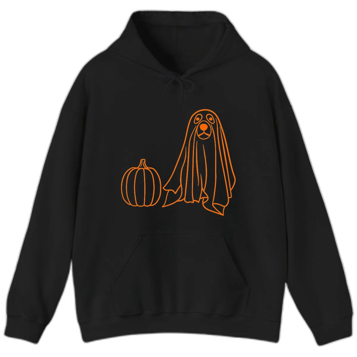Dog Ghost And Pumpkin Halloween Hoodie in Black
