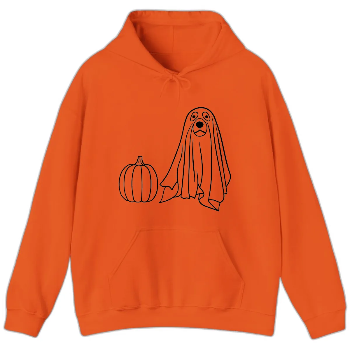 Dog Ghost And Pumpkin Halloween Hoodie in Orange