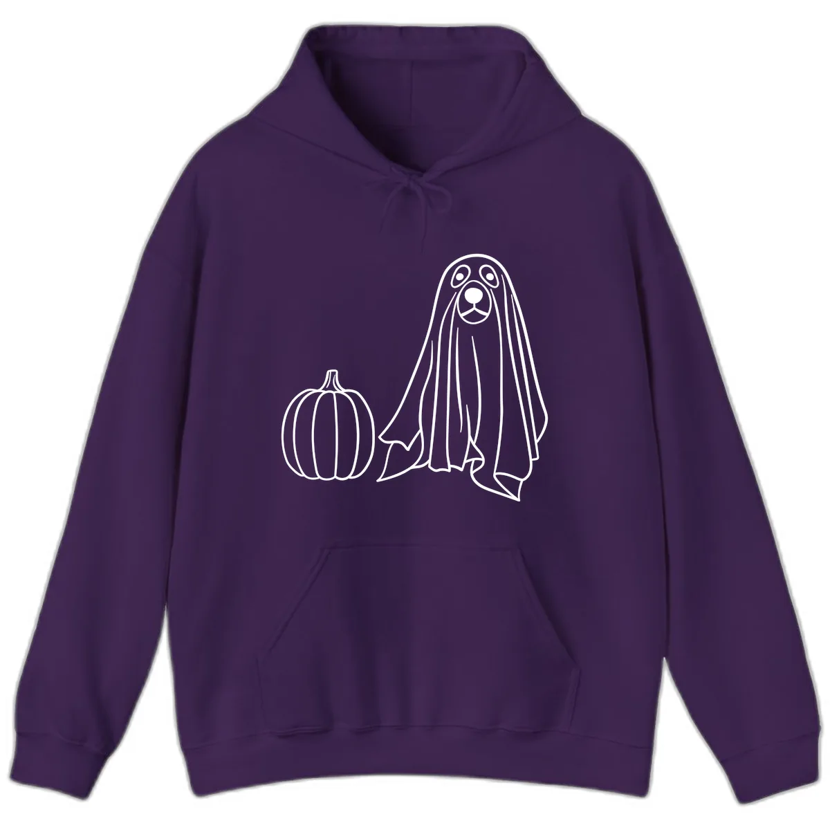 Dog Ghost And Pumpkin Halloween Hoodie in Purple