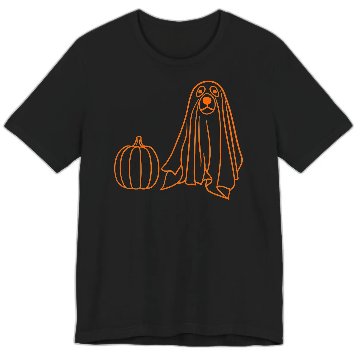 Dog Ghost And Pumpkin Halloween Premium T-Shirt in Black