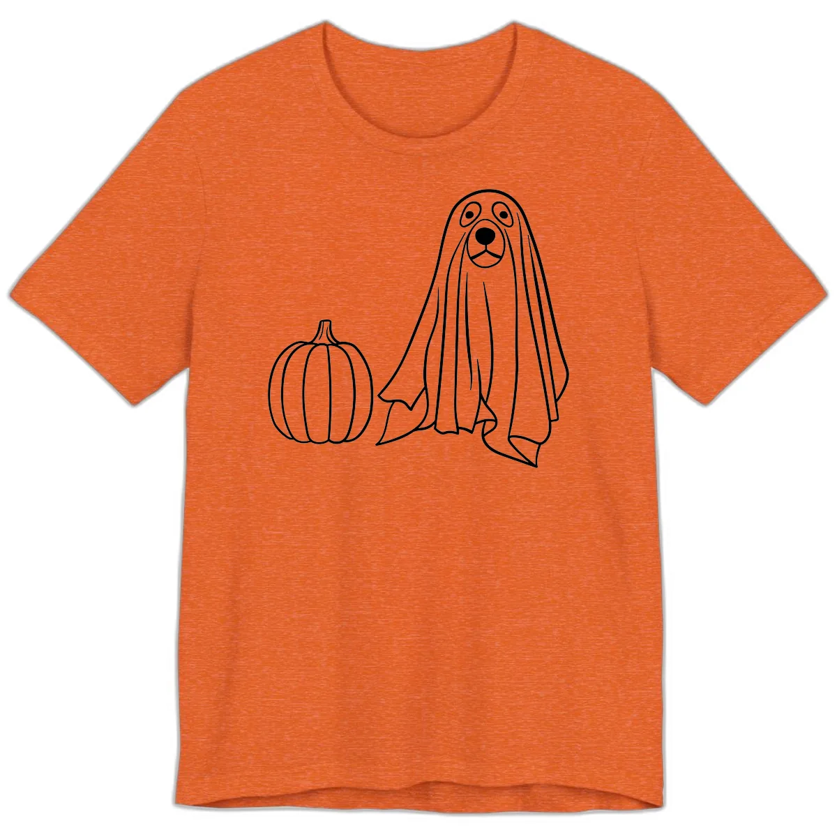 Dog Ghost And Pumpkin Halloween Premium T-Shirt in Heather Orange