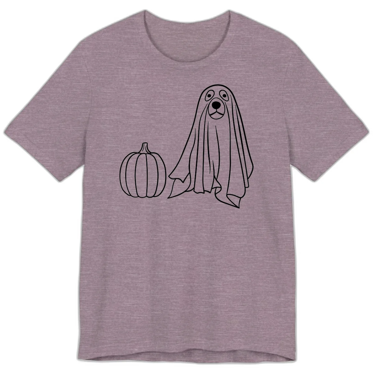 Dog Ghost And Pumpkin Halloween Premium T-Shirt in Heather Purple