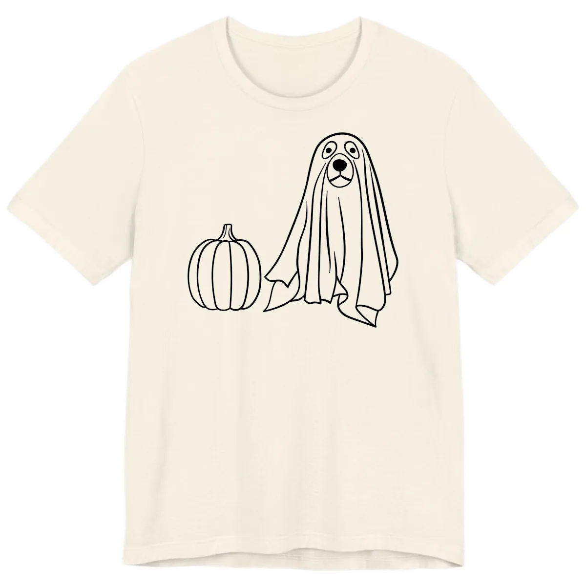 Dog Ghost And Pumpkin Halloween Premium T-Shirt in Natural