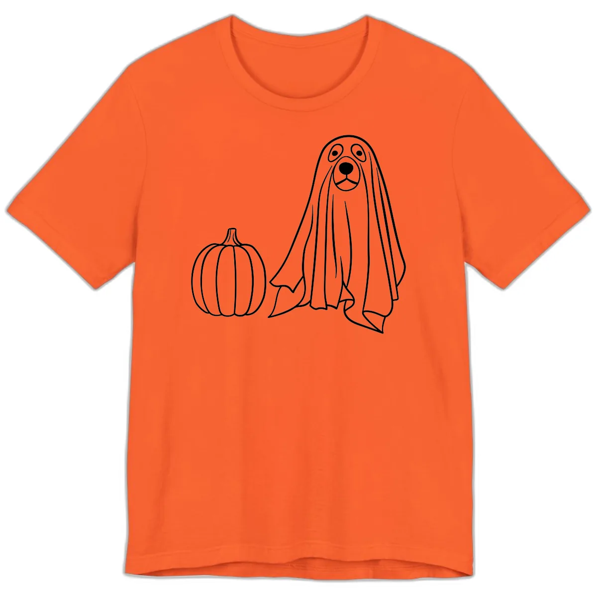Dog Ghost And Pumpkin Halloween Premium T-Shirt in Orange
