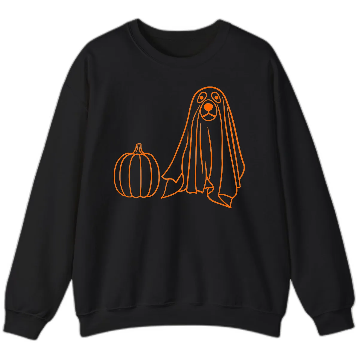 Dog Ghost And Pumpkin Halloween Sweatshirt in Black