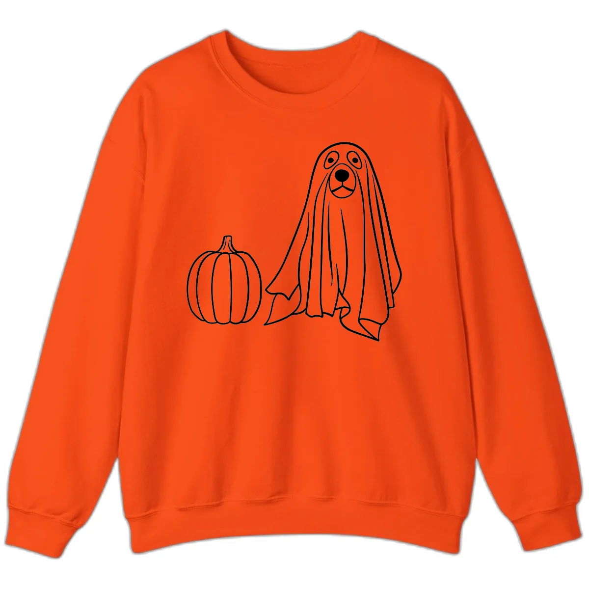 Dog Ghost And Pumpkin Halloween Sweatshirt in Orange