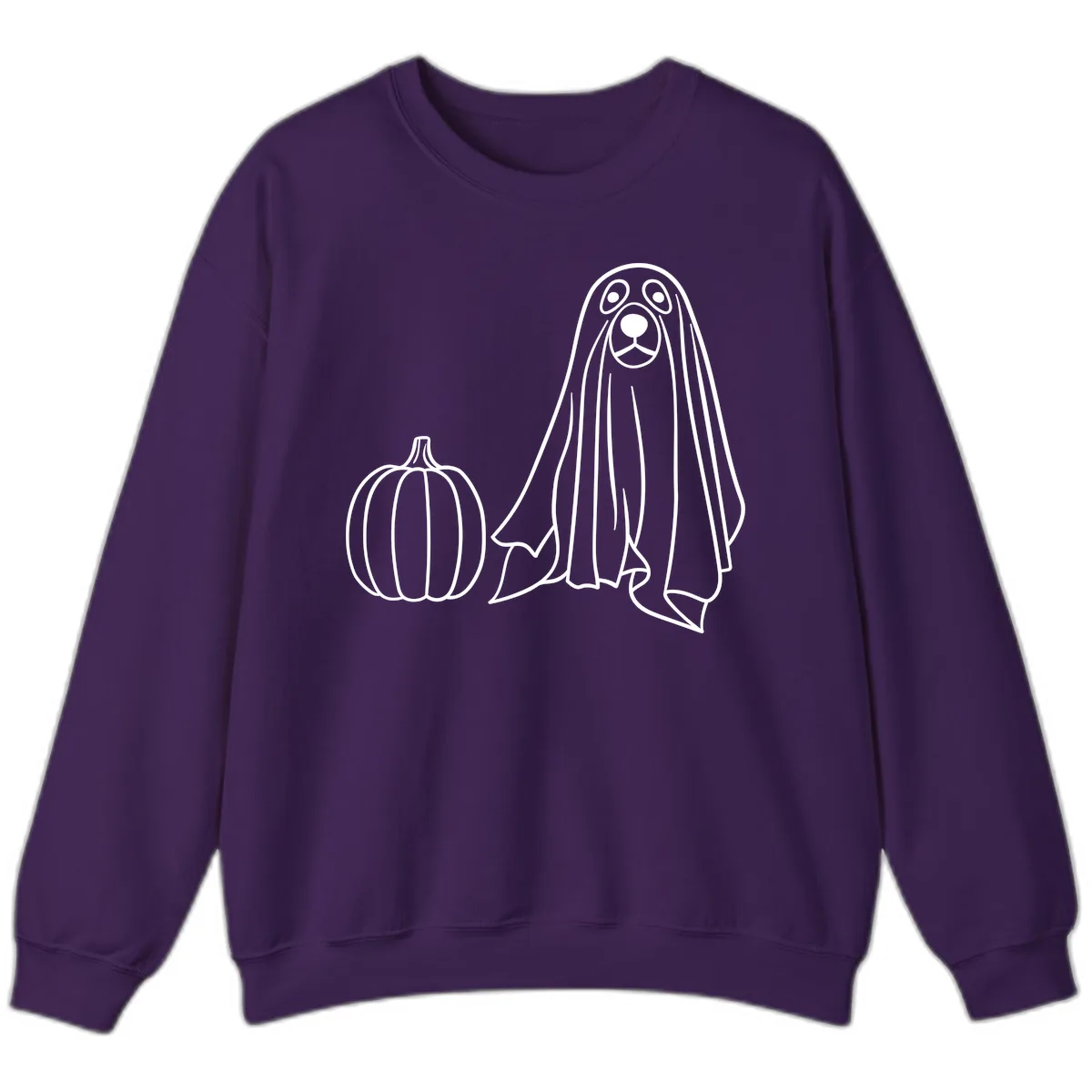 Dog Ghost And Pumpkin Halloween Sweatshirt in Purple