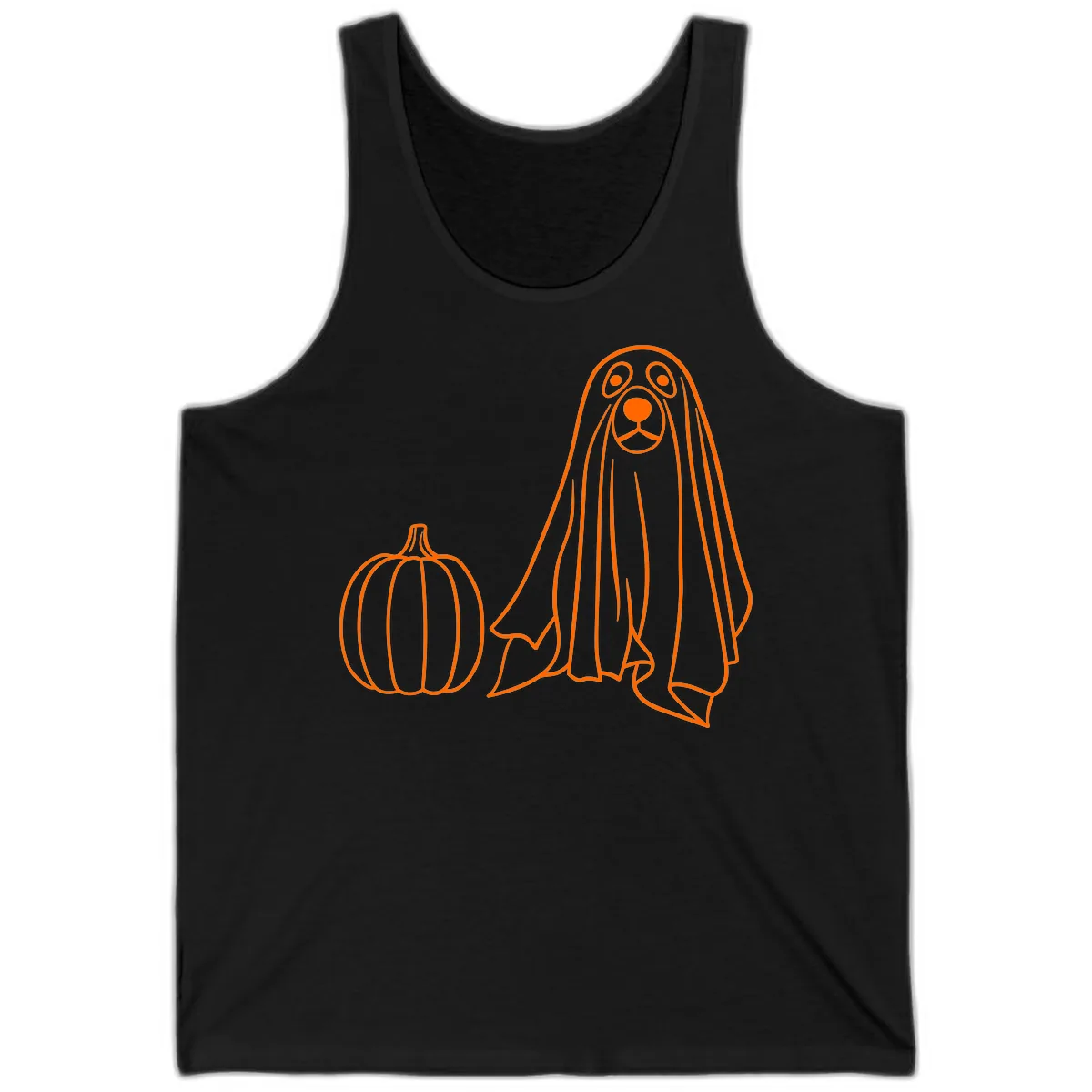 Dog Ghost And Pumpkin Halloween Tank in Black