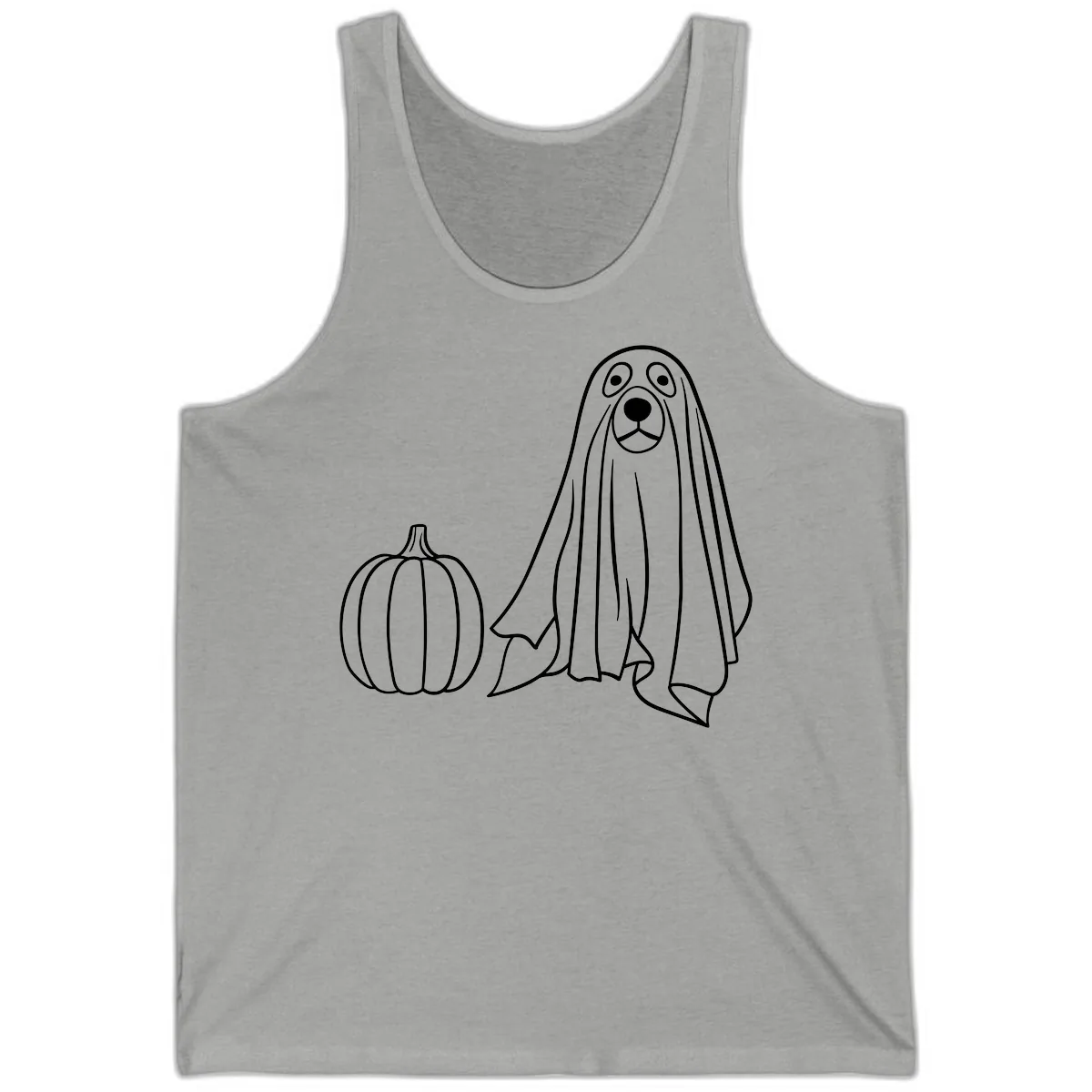 Dog Ghost And Pumpkin Halloween Tank in Athletic Heather