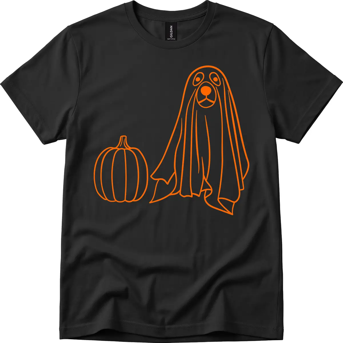 Dog Ghost And Pumpkin Halloween T-Shirt in Black
