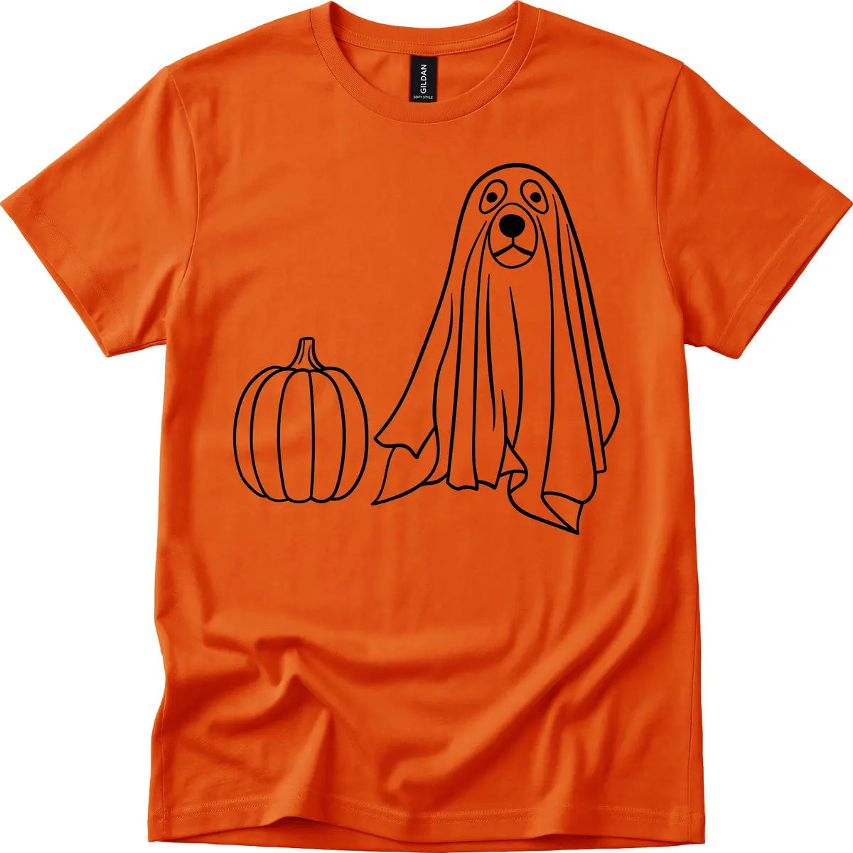 Dog Ghost And Pumpkin Halloween T-Shirt in Orange