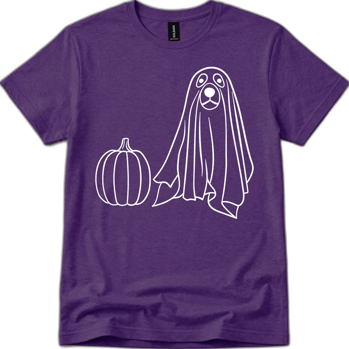 Dog Ghost And Pumpkin Halloween T-Shirt in Purple