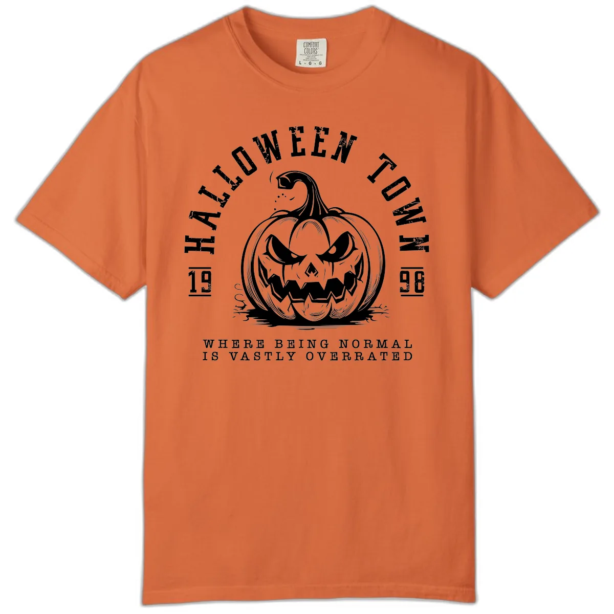 Halloween Town Spooky Pumpkin Design Comfort Color in Burnt Orange