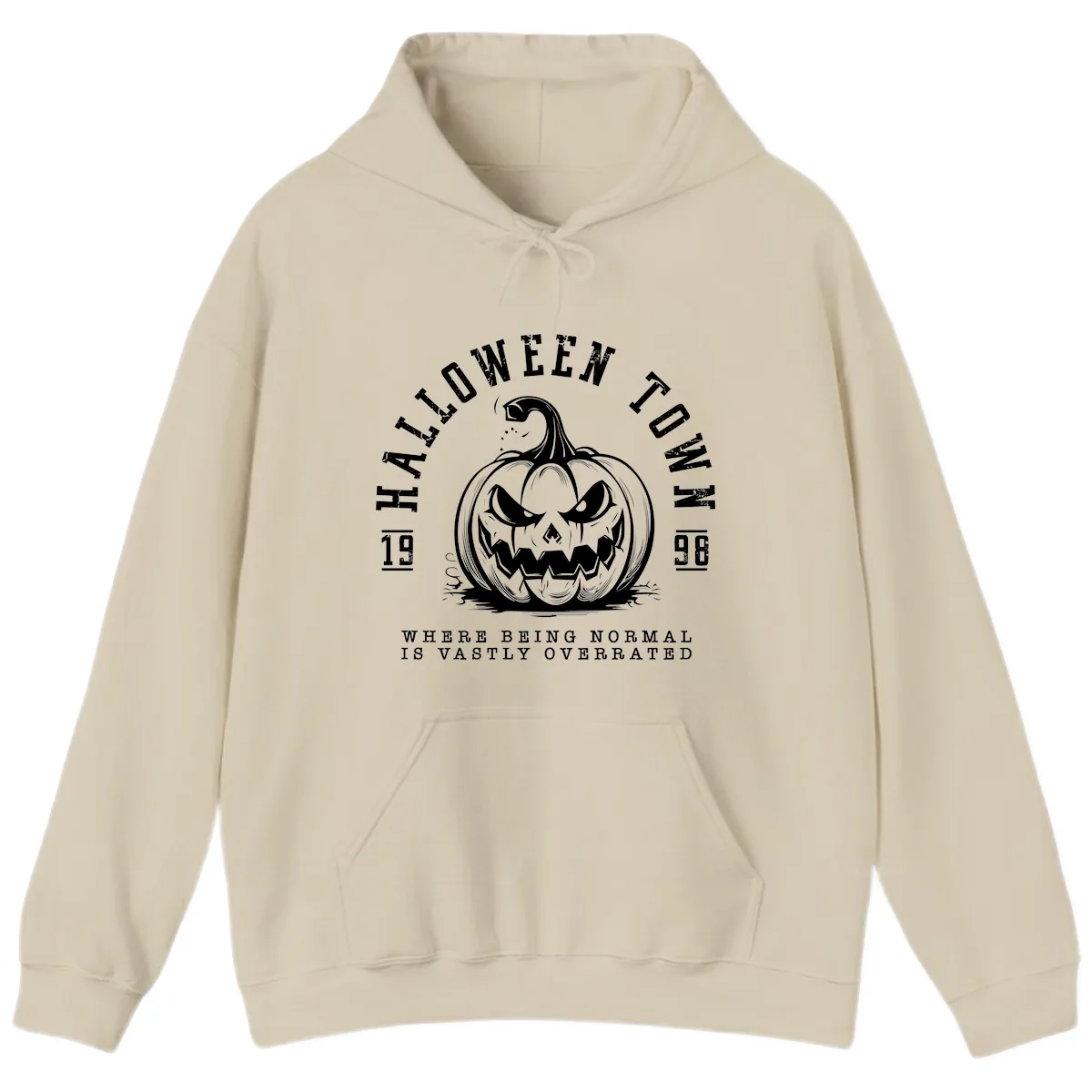 Halloween Town Spooky Pumpkin Design Hoodie in Sand