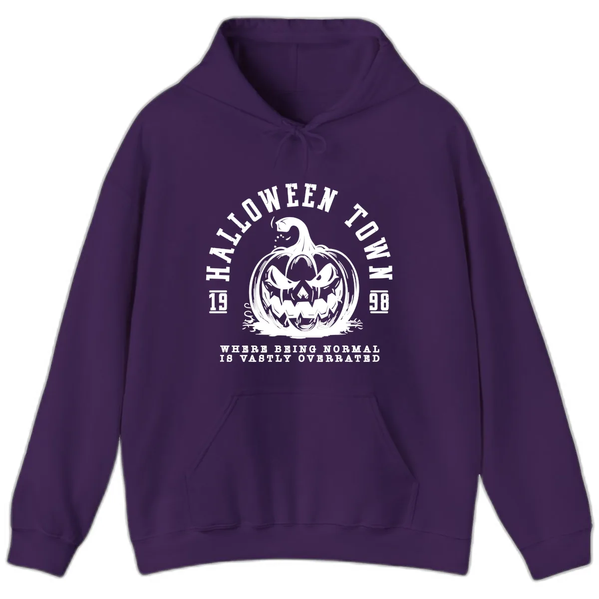 Halloween Town Spooky Pumpkin Design Hoodie in Purple