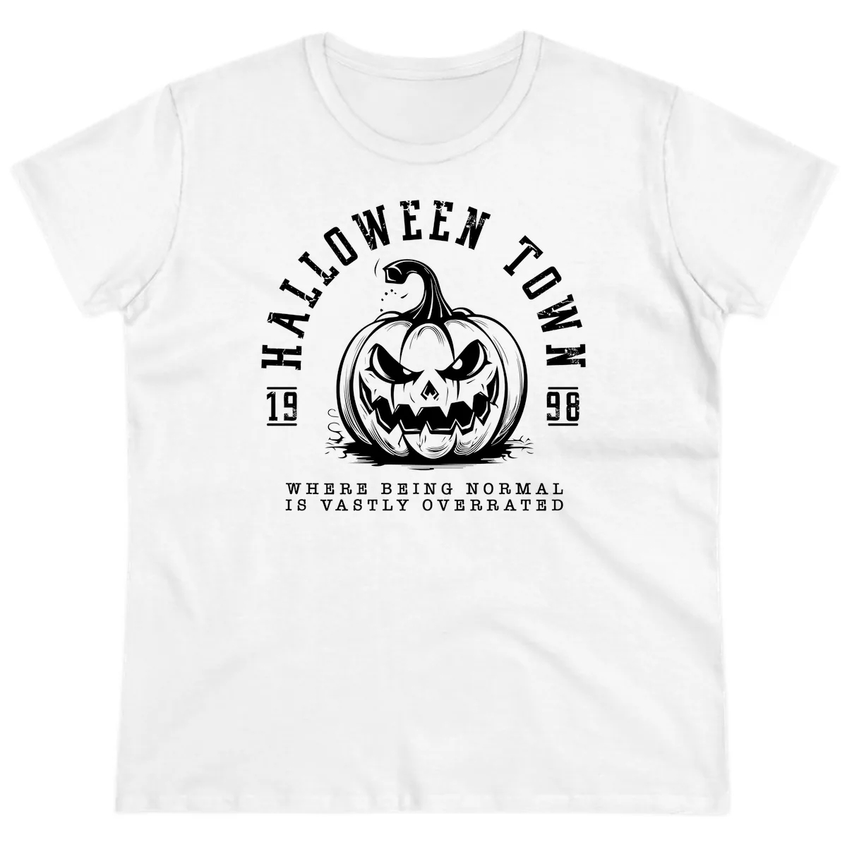 Halloween Town Spooky Pumpkin Design Ladies Tee in White