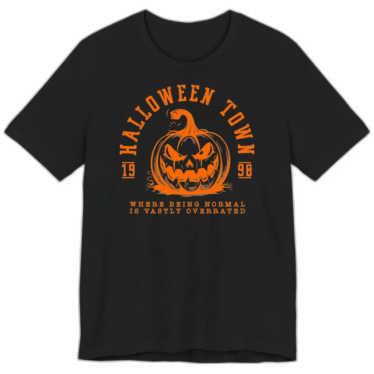 Halloween Town Spooky Pumpkin Design Premium T-Shirt in Black