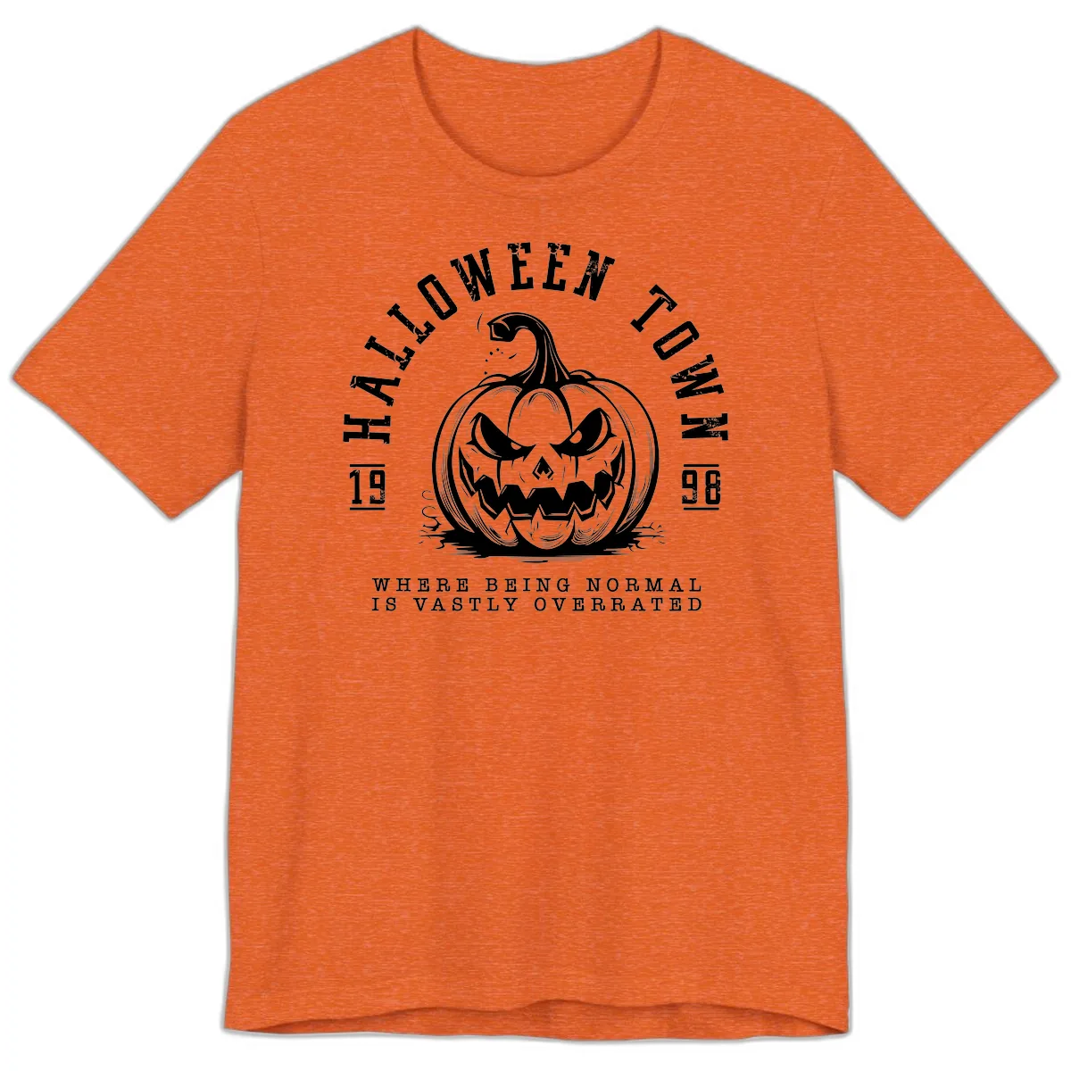 Halloween Town Spooky Pumpkin Design Premium T-Shirt in Heather Orange