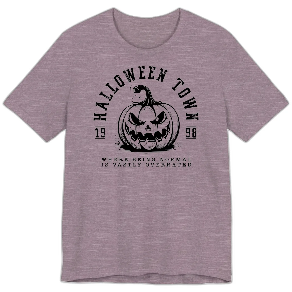 Halloween Town Spooky Pumpkin Design Premium T-Shirt in Heather Purple