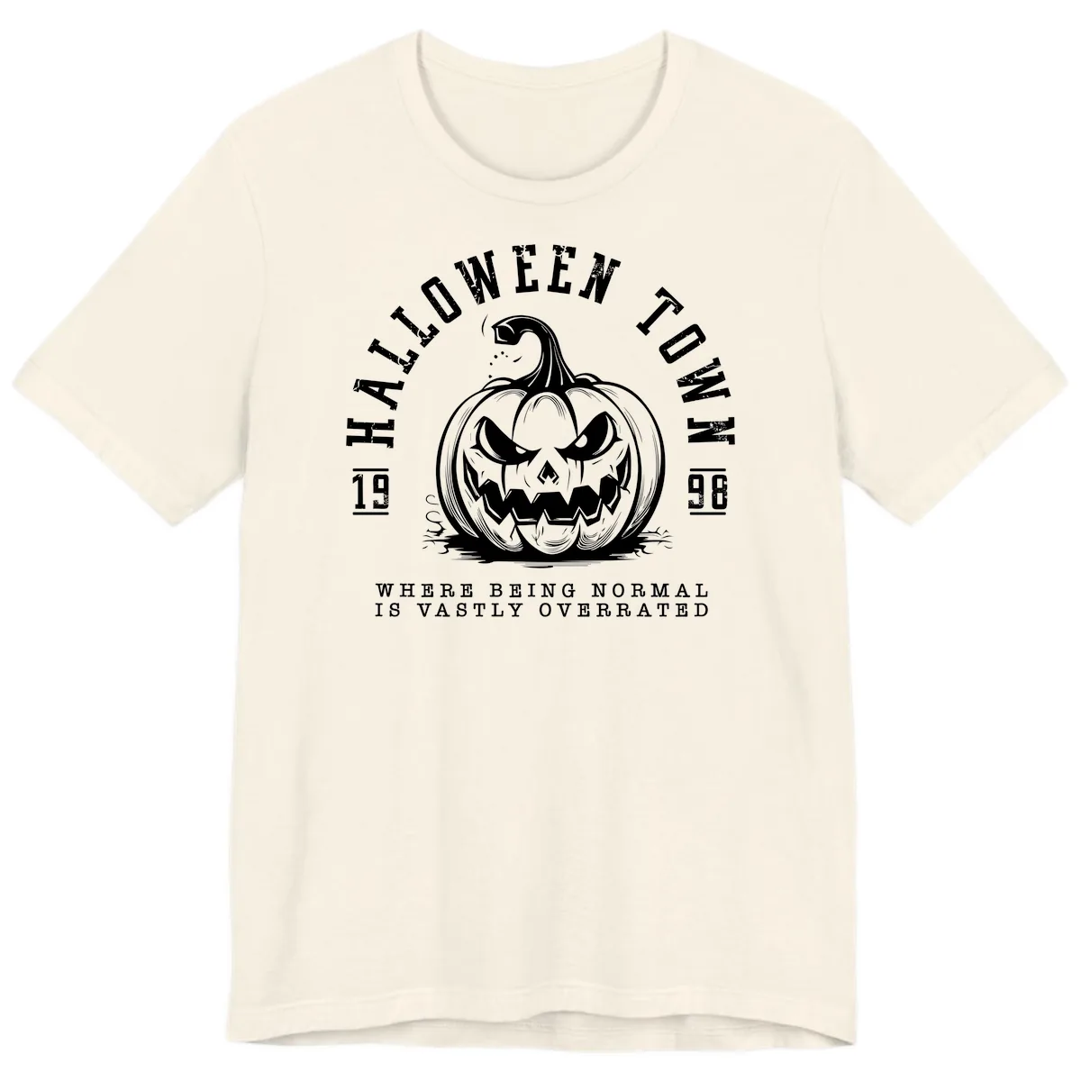 Halloween Town Spooky Pumpkin Design Premium T-Shirt in Natural