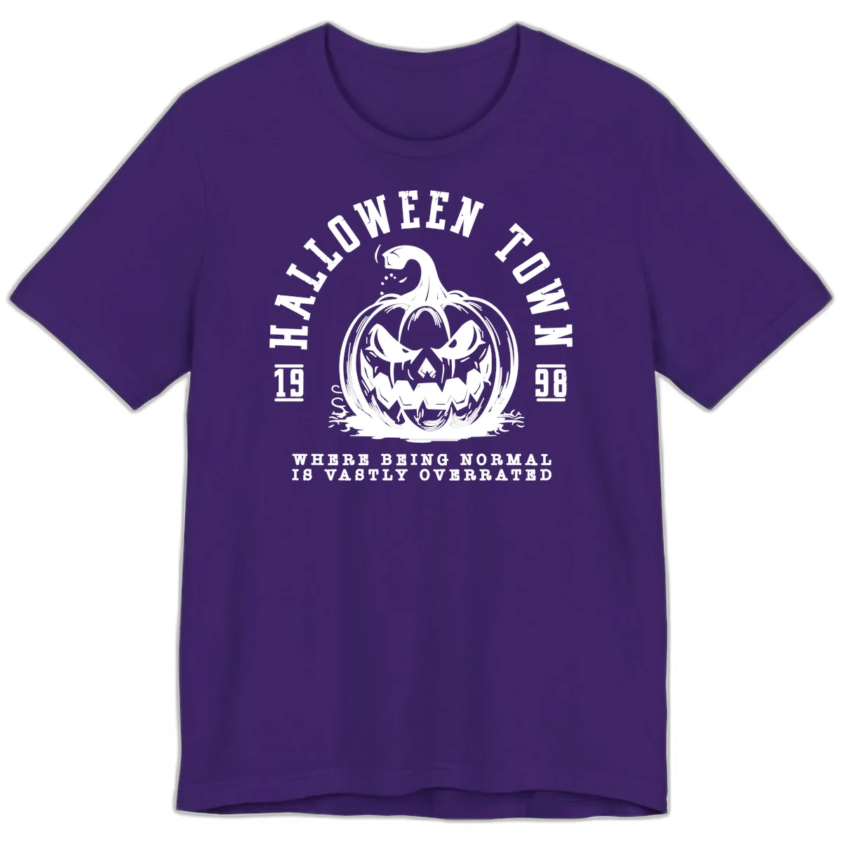 Halloween Town Spooky Pumpkin Design Premium T-Shirt in Team Purple